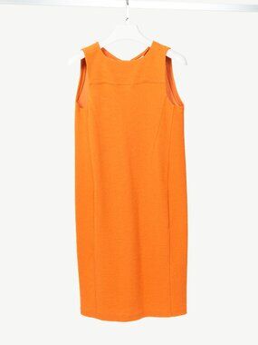 Armani Collezioni Orange Wool-Terry Sleeveless Sheath Dress